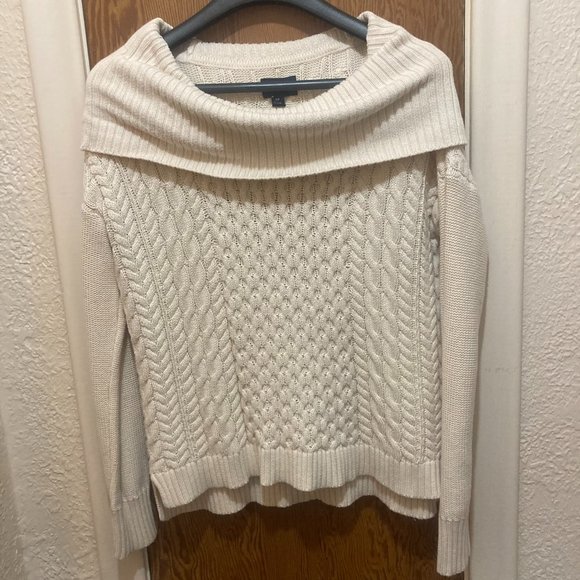 American Eagle Cowl Neck Sweater Chunky Knit Sweater Size Small Color White - Picture 5 of 10